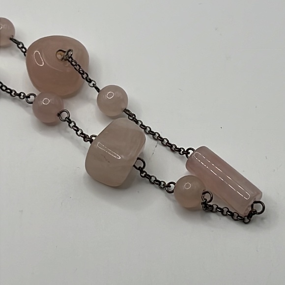 ROSE QUARTZ AND STERLING SILVER NECKLACE 30” - Picture 5 of 7